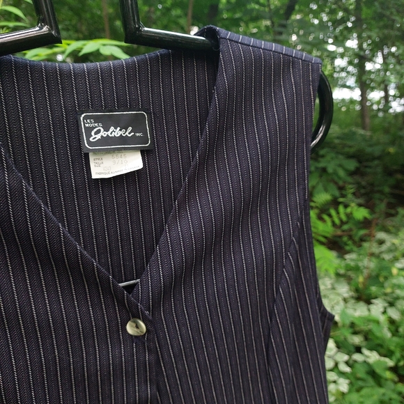 Vtg Longline Vest Dress Topper Pinstripe - Picture 3 of 7